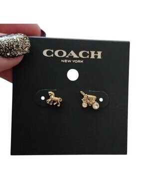 Coach F77695 Gold Horse and Carriage Stud Earrings